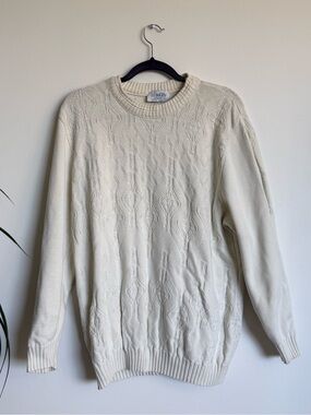 Fisherman Coastal White Cable-Knit Sweater - Women vintage